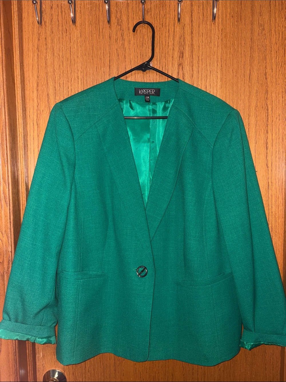 Kasper Bright Emerald Green Single-Button Blazer